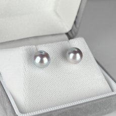 アコヤ真珠 パールピアス 8-8.5ｍｍ セミバロック ナチュラルグレー 無調色 K14WG 