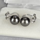 ブラックパール　クリンチ式ピアス MAYU]3ブラック ビジュークリスタルパールピアス | KOBUNSHA