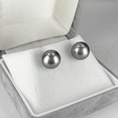 ≪1点物≫黒蝶真珠 パールピアス 10mm シルバーグレー ラウンド K18WG GIA宝石鑑定士保証書付き