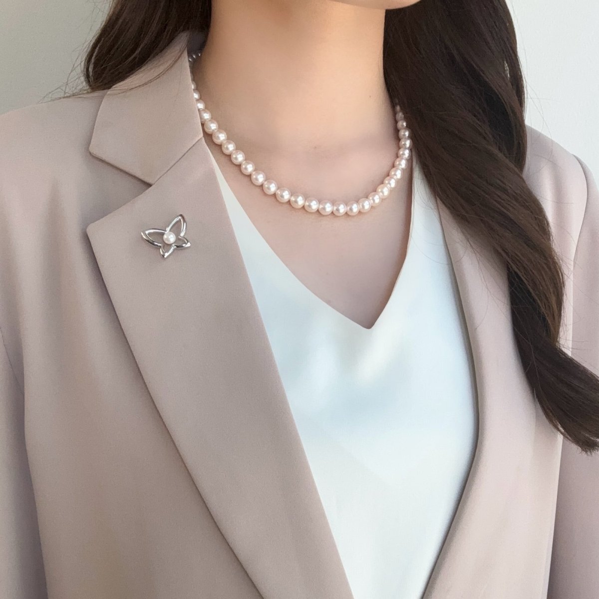 画像6: アコヤ真珠 ピンブローチ 蝶モチーフ 5.5-6mm ホワイト ラウンド シルバー(SV925)製 (6)