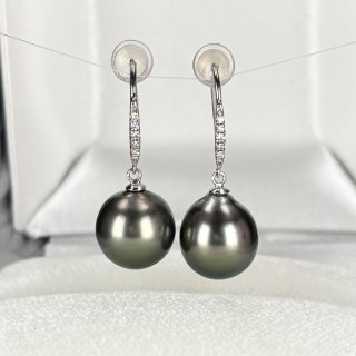 黒蝶真珠✨️9x9.5✨️真珠✨️ピアス♡タヒチパール♡ピーコックグリーン 黒蝶真珠（黒真珠）ピアス9.5mm ピーコックグリーン : 真珠専門