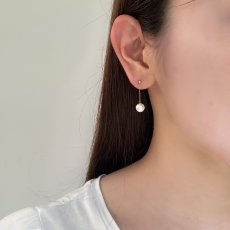 ≪1点物≫アコヤ真珠 チェーンパールピアス 7-7.5mm ホワイト ラウンド K18YG 