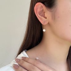 ≪1点物≫アコヤ真珠 チェーンパールピアス 7-7.5mm ホワイト ラウンド K18YG 