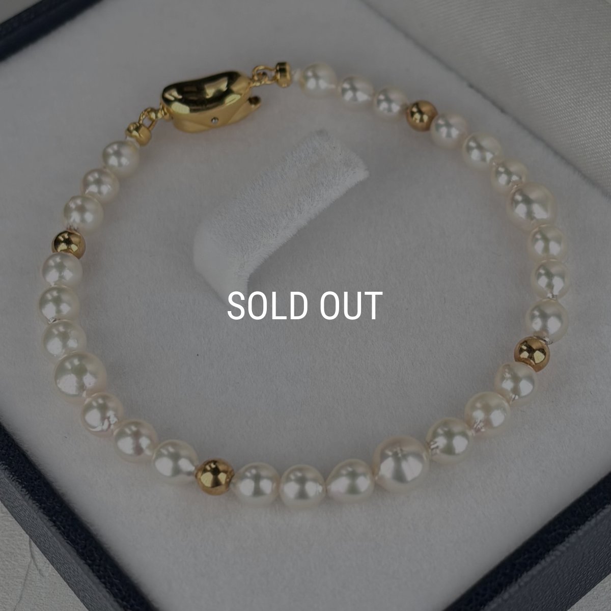 アコヤ真珠 ベビーパールブレスレット ホワイト 4.5-5ｍｍ 5.5-6mm ラウンド シルバー製ゴールド加工 約17cｍ 1点物　