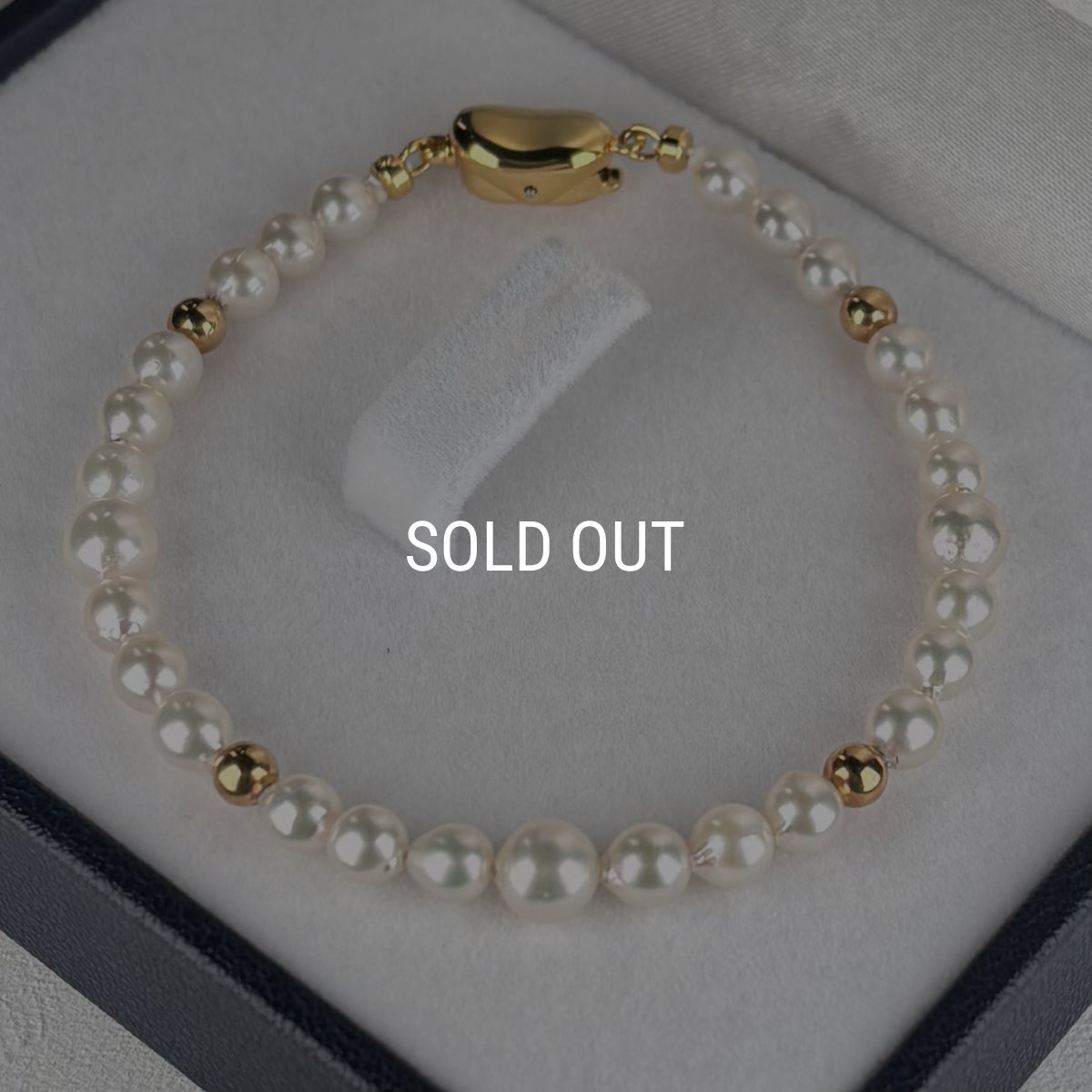 アコヤ真珠 ベビーパールブレスレット ホワイト 4.5-5ｍｍ 5.5-6mm ラウンド シルバー製ゴールド加工 約17cｍ 1点物　