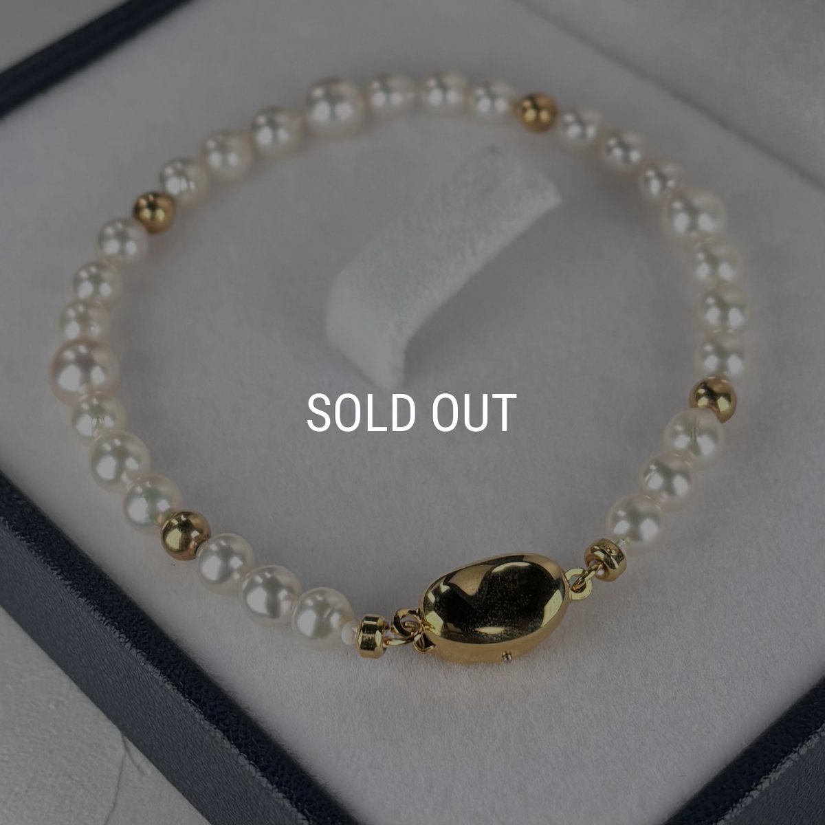 アコヤ真珠 ベビーパールブレスレット ホワイト 4.5-5ｍｍ 5.5-6mm ラウンド シルバー製ゴールド加工 約17cｍ 1点物　