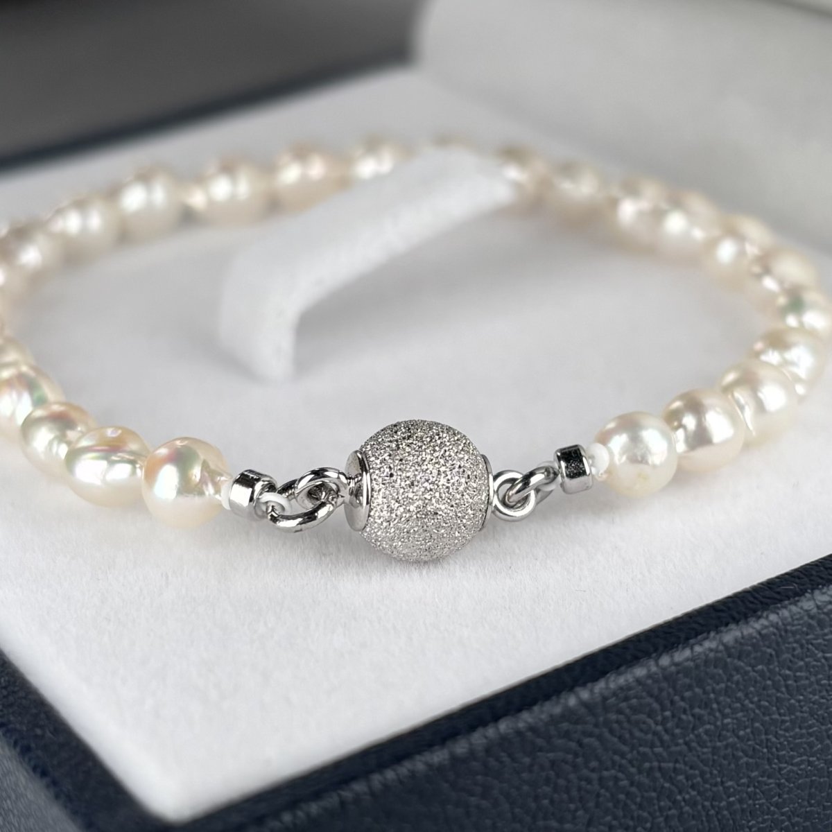 アコヤ真珠 バロックパールブレスレット  5-5.5ｍｍ ホワイト バロック マグネットクラスプ 約18cｍ　