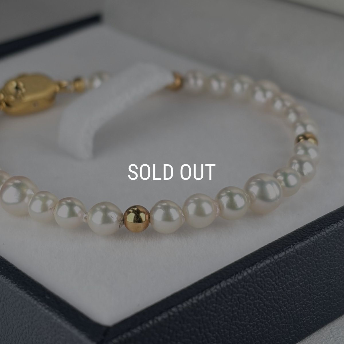 アコヤ真珠 ベビーパールブレスレット ホワイト 4.5-5ｍｍ 5.5-6mm ラウンド シルバー製ゴールド加工 約17cｍ 1点物　