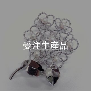 アコヤ真珠 パールブローチ 6-6.5mm ホワイト シルバー製 SV925 花 銀