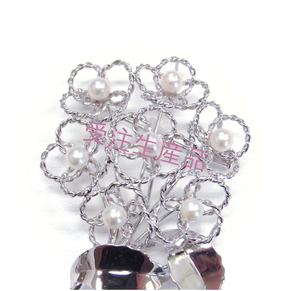 アコヤ真珠ブローチ　紫陽花