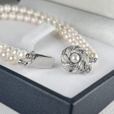 ≪1点物≫アコヤ真珠 2連パールブレスレット 5-5.5ｍｍ ホワイト ラウンド 18.5cm G.I.A宝石鑑定士真珠保証書付き