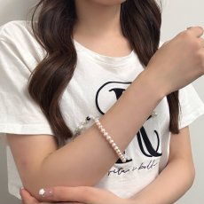 画像7: ≪1点物≫淡水真珠 パールブレスレット 6.5-7ｍｍ ピンク オフラウンド ブラス マグネットクラスプ 19.5cm　 (7)