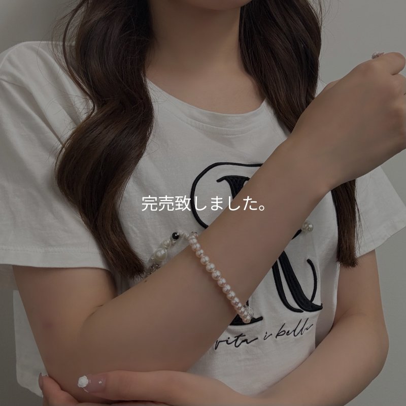 ≪1点物≫淡水真珠 パールブレスレット 6.5-7mm ピンク オフラウンド