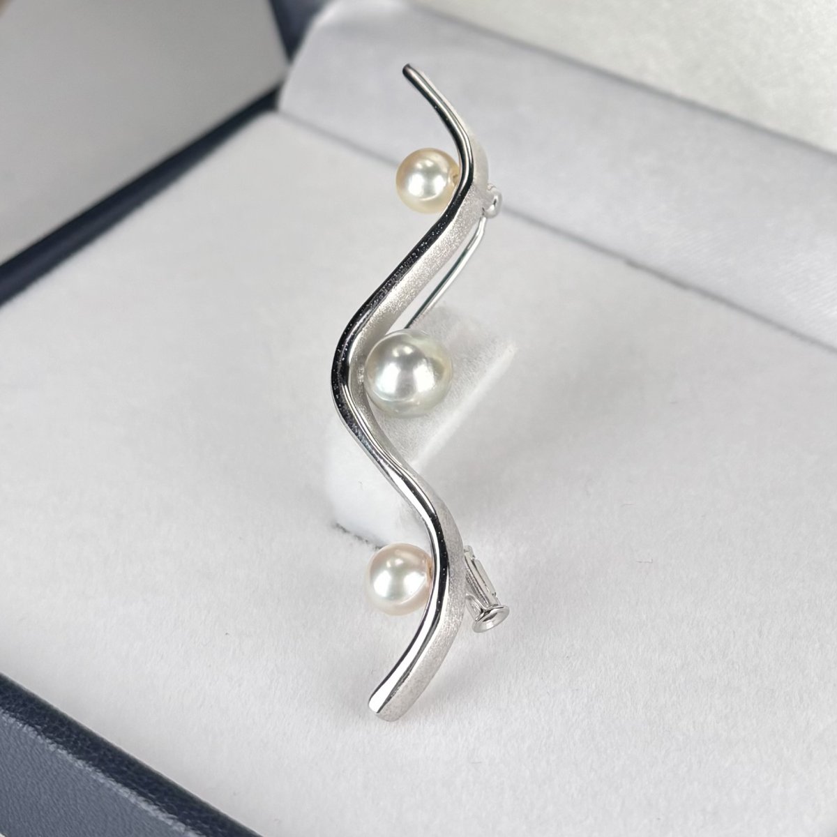 画像3: アコヤ真珠 パールブローチ 5-7.5mm ホワイト ナチュラルグレー ラウンド  シルバー製 SV925 オリジナル (3)