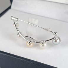 画像4: アコヤ真珠 パールブローチ グラデーション ホワイト ナチュラルグレー クリーム ラウンド シルバー製 SV925 (4)