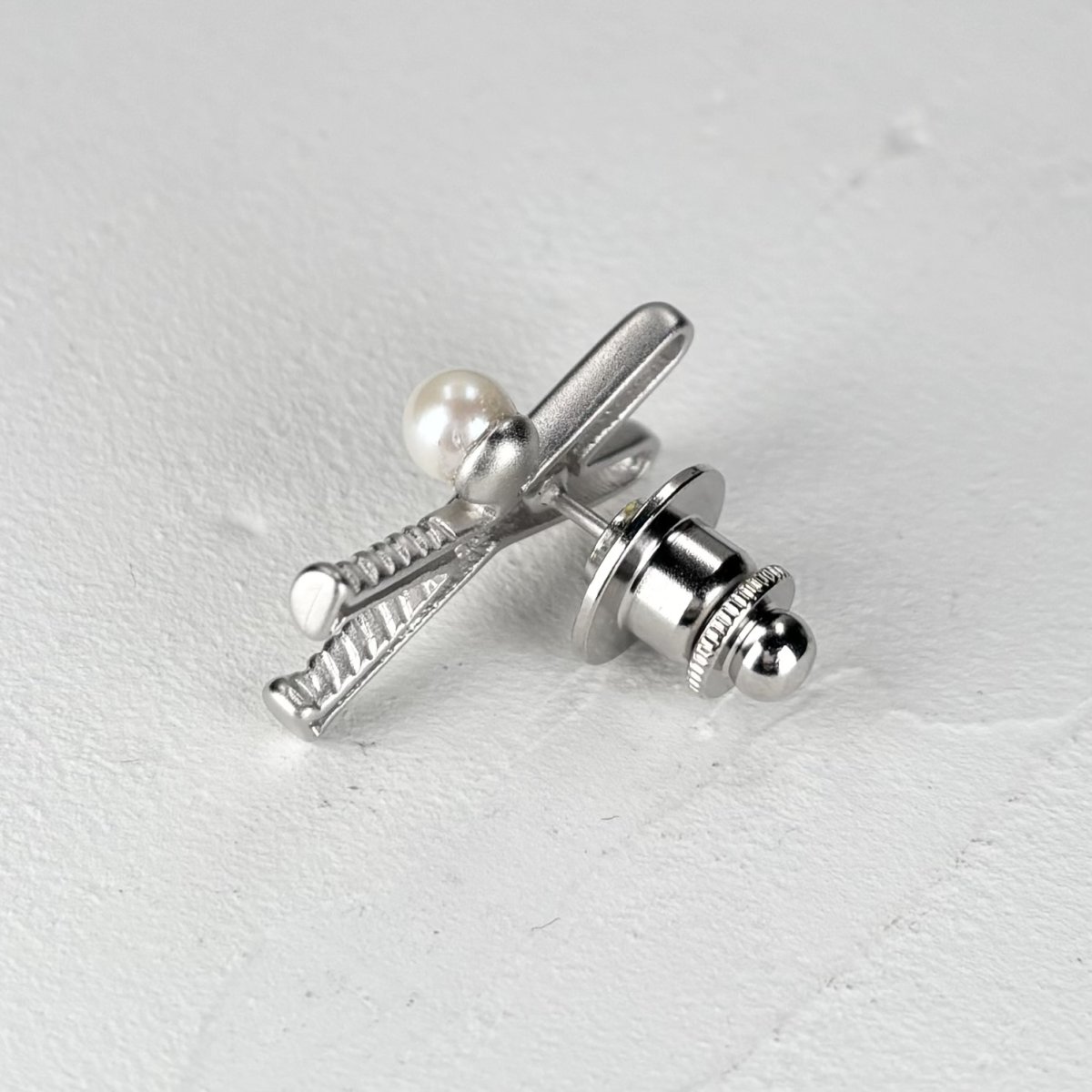 画像3: アコヤ本真珠 ピンブローチ バットモチーフ 4.5-5mm ホワイト ラウンド ブラス (3)