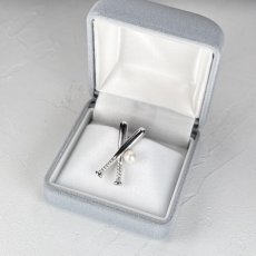 画像4: アコヤ本真珠 ピンブローチ バットモチーフ 4.5-5mm ホワイト ラウンド ブラス (4)