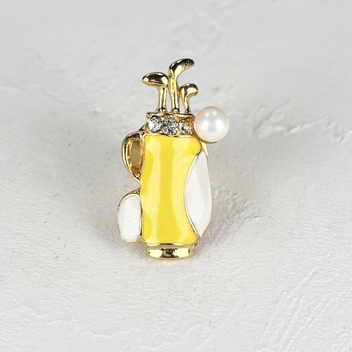 画像4: アコヤ本真珠 パールタックブローチ ゴルフモチーフ 4-4.5ｍｍ ホワイト ラウンド ブラス タックブローチ 赤 水色 黄色  黒 (4)