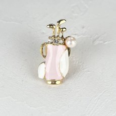 画像6: アコヤ本真珠 パールタックブローチ ゴルフモチーフ 4-4.5ｍｍ ホワイト ラウンド ブラス タックブローチ 赤 水色 黄色  黒 (6)