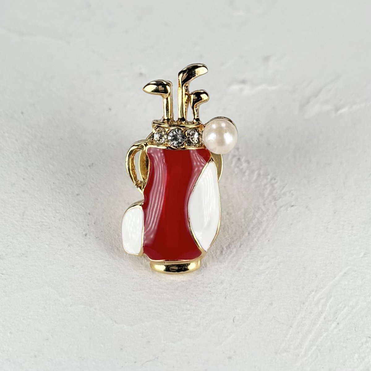 画像2: アコヤ本真珠 パールタックブローチ ゴルフモチーフ 4-4.5ｍｍ ホワイト ラウンド ブラス タックブローチ 赤 水色 黄色  黒 (2)