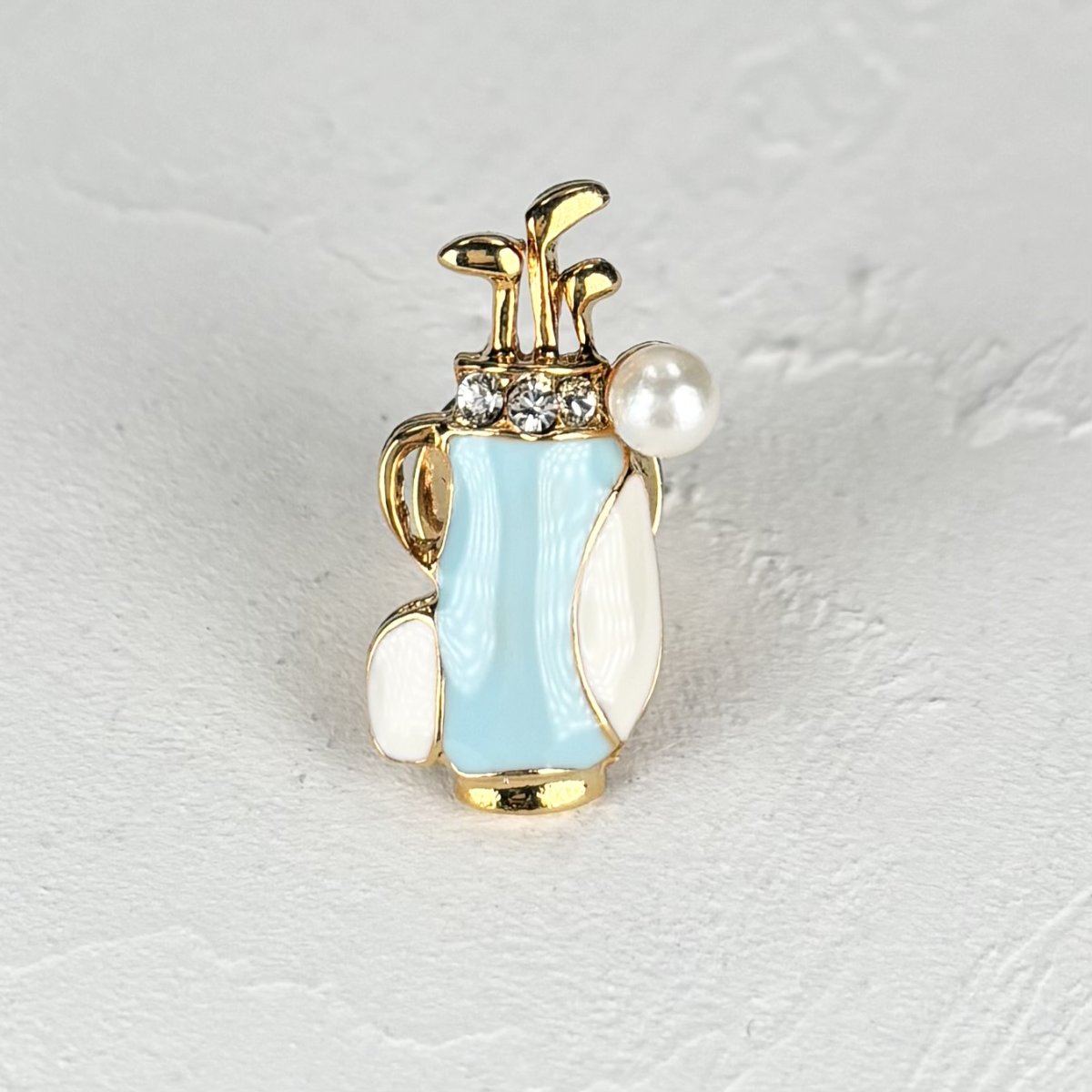 画像5: アコヤ本真珠 パールタックブローチ ゴルフモチーフ 4-4.5ｍｍ ホワイト ラウンド ブラス タックブローチ 赤 水色 黄色  黒 (5)