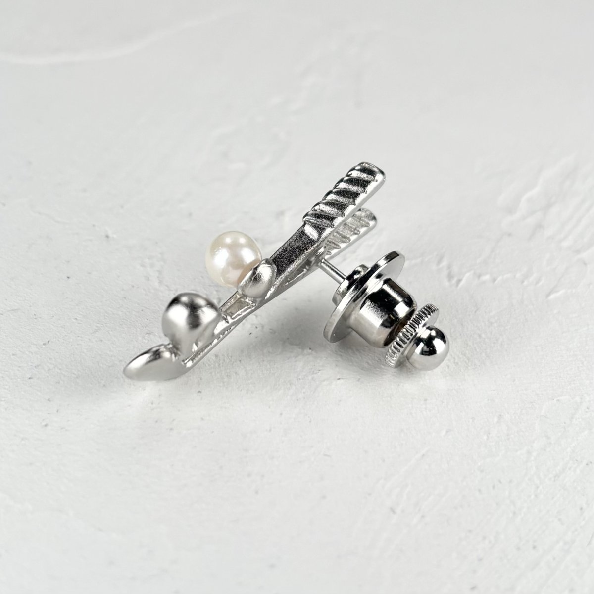 画像3: アコヤ本真珠 ピンブローチ ゴルフクラブモチーフ 4.5-5mm ホワイト ラウンド ブラス  (3)