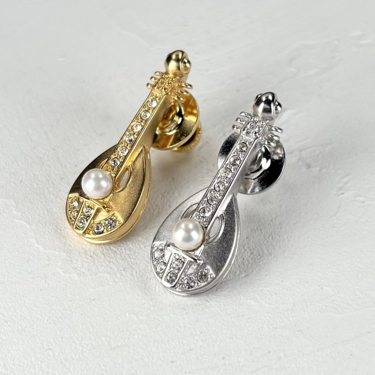 画像2: アコヤ本真珠　パールピンブローチ　マンドリン　アコヤ本真珠　楽器　シルバーカラー　ゴールドカラー　 (2)