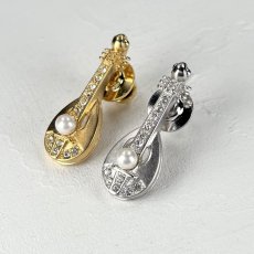 画像2: アコヤ本真珠　パールピンブローチ　マンドリン　アコヤ本真珠　楽器　シルバーカラー　ゴールドカラー　 (2)