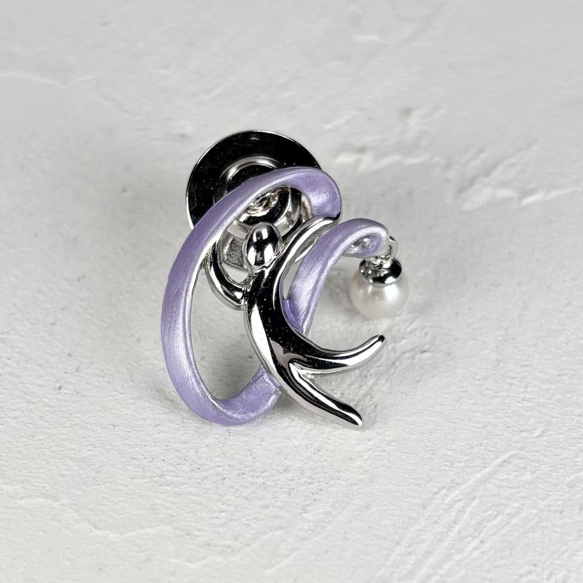 画像4: アコヤ本真珠 パールピンブローチ 新体操モチーフ リボン手技 4-4.5mm ホワイト ラウンド  (4)