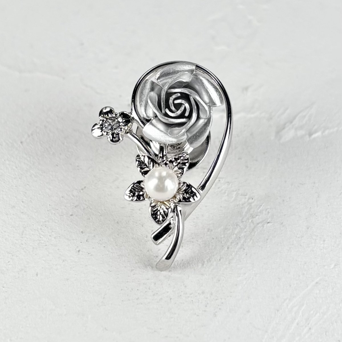 画像5: アコヤ真珠　バラモチーフ パールピンブローチ 4-4.5mm  ベビーパール 赤 ピンク 緑 紫 青 シルバー ゴールド 　 (5)