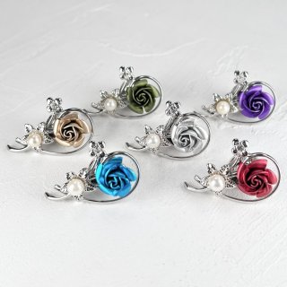 アコヤ本真珠 ピンブローチ 4-4.5mm ホワイト ラウンド 薔薇 モチーフ