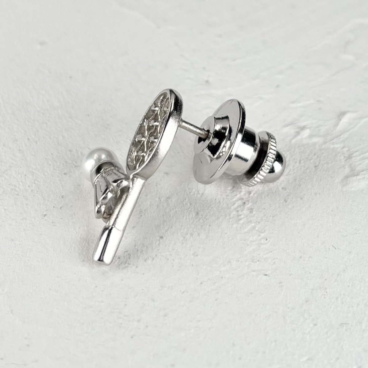 画像3: アコヤ本真珠 パールタックピン タックブローチ バドミントンモチーフ 4-4.5mm ホワイト ラウンド ブラス (3)