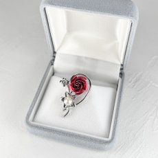 画像8: アコヤ真珠　バラモチーフ パールピンブローチ 4-4.5mm  ベビーパール 赤 ピンク 緑 紫 青 シルバー ゴールド 　 (8)