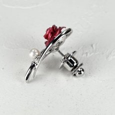 画像7: アコヤ真珠　バラモチーフ パールピンブローチ 4-4.5mm  ベビーパール 赤 ピンク 緑 紫 青 シルバー ゴールド 　 (7)