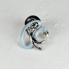 画像3: アコヤ本真珠 パールピンブローチ 新体操モチーフ リボン手技 4-4.5mm ホワイト ラウンド  (3)