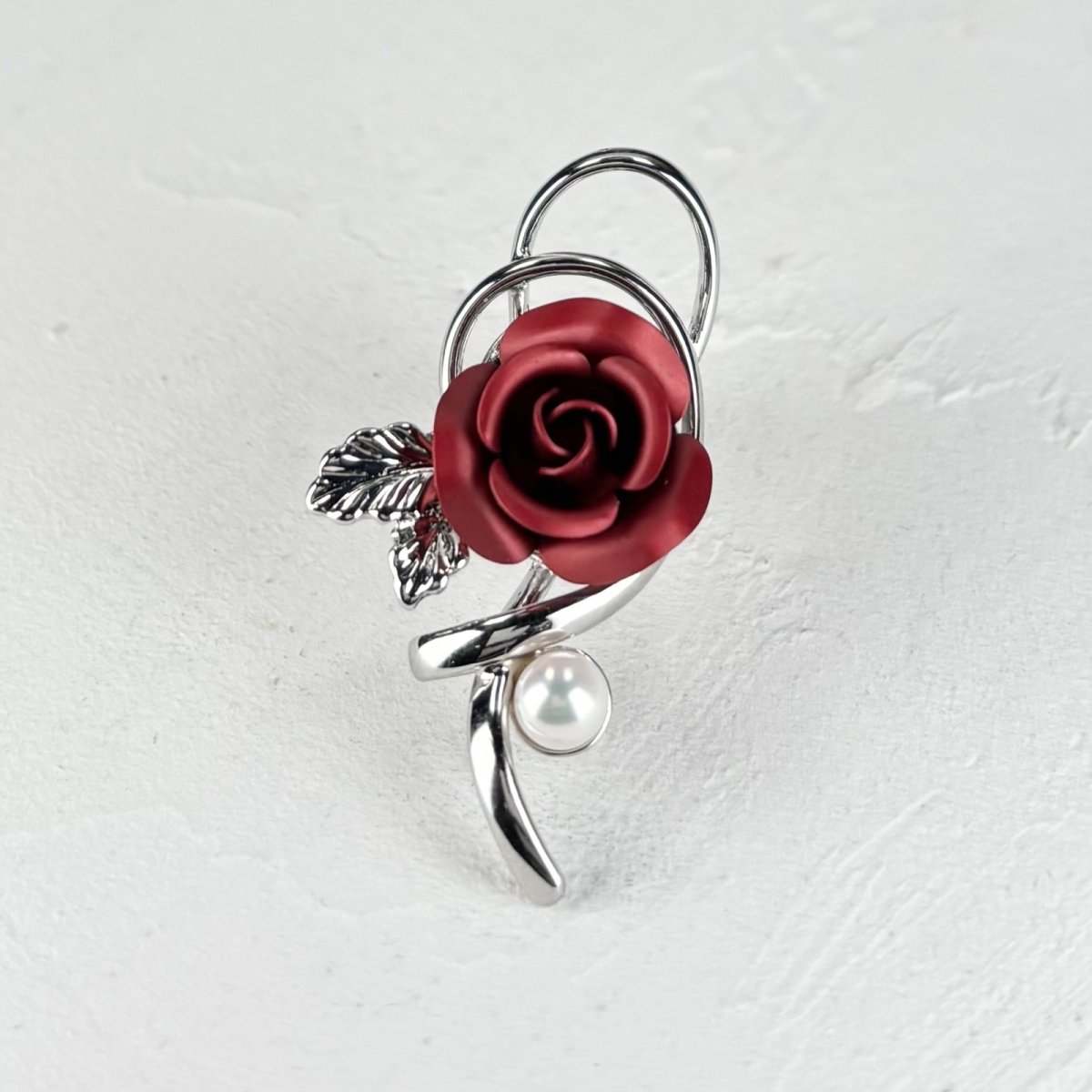 画像3: アコヤ本真珠 ピンブローチ 4-4.5mm ホワイト ラウンド 薔薇 モチーフ ベビーパール 赤 ピンク (3)