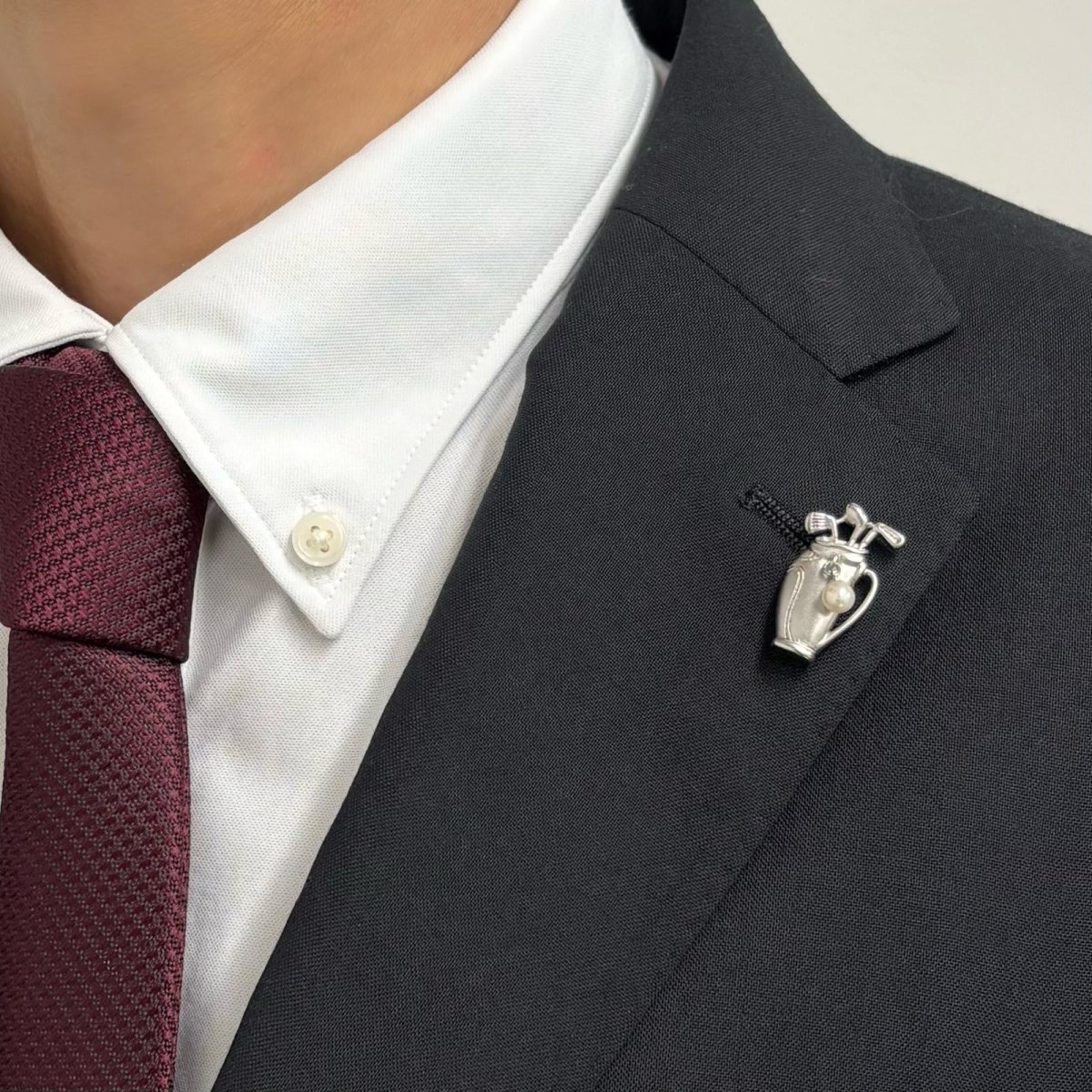 画像5: アコヤ本真珠 ピンブローチ  ゴルフバッグモチーフ 4.5-5mm ホワイト ラウンド ブラス (5)