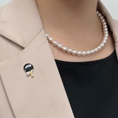 画像6: アコヤ本真珠 パールピンブローチ 卓球モチーフ 4-4.5mm  赤 黒ラバー (6)