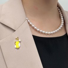 画像9: アコヤ本真珠 パールタックブローチ ゴルフモチーフ 4-4.5ｍｍ ホワイト ラウンド ブラス タックブローチ 赤 水色 黄色  黒 (9)