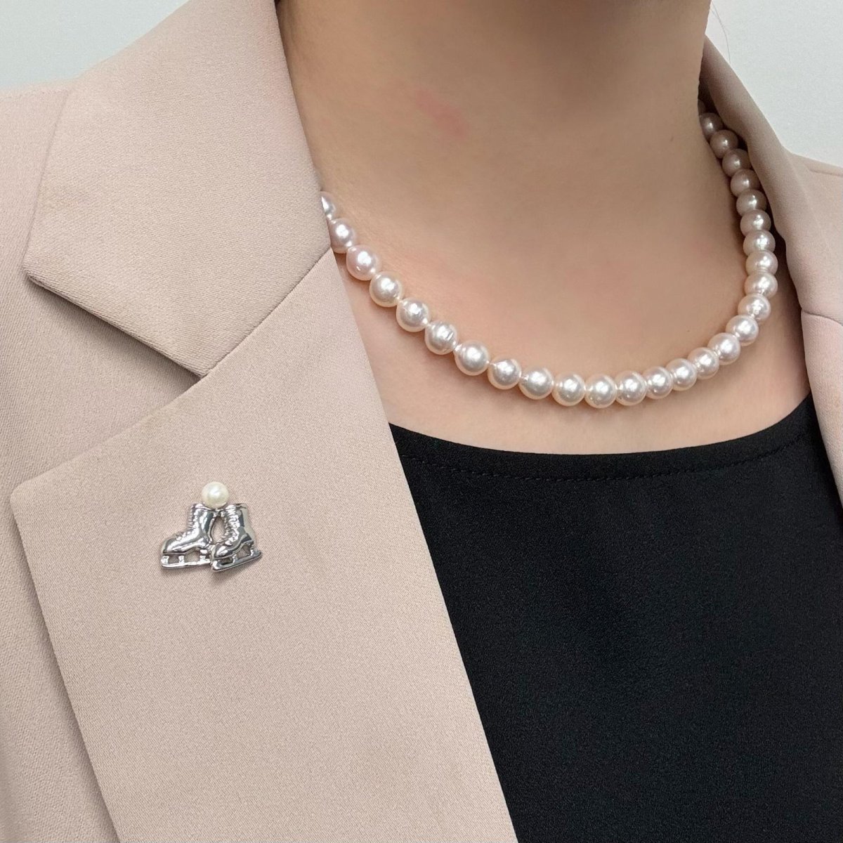 画像6: アコヤ本真珠 パールピンブローチ スケート靴 真珠 4.5-5mm  (6)