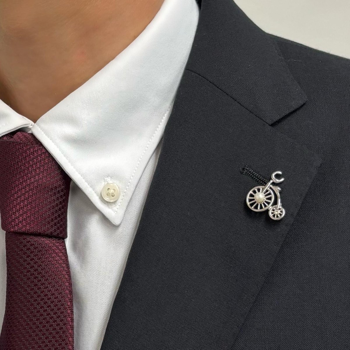 画像5: アコヤ本真珠 パールピンブローチ 自転車モチーフ 4-4.5mm ホワイト ラウンド  (5)