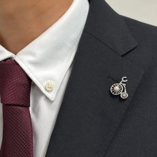 画像5: アコヤ本真珠 パールピンブローチ 自転車モチーフ 4-4.5mm ホワイト ラウンド  (5)