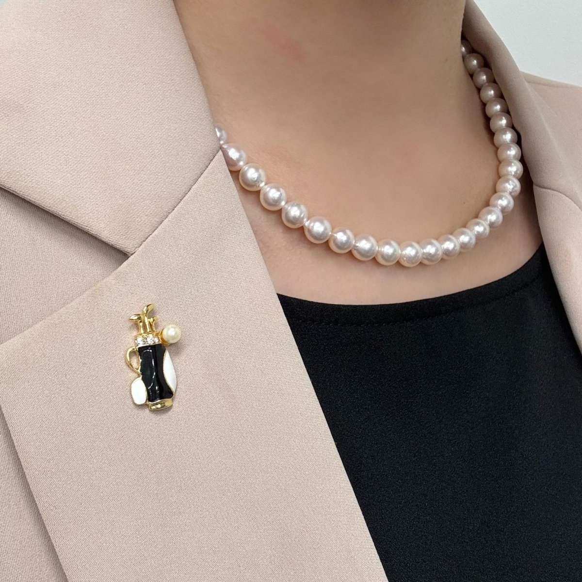 画像8: アコヤ本真珠 パールタックブローチ ゴルフモチーフ 4-4.5ｍｍ ホワイト ラウンド ブラス タックブローチ 赤 水色 黄色  黒 (8)