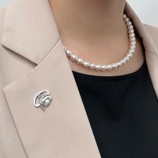 画像10: アコヤ本真珠 パールピンブローチ 新体操モチーフ リボン手技 4-4.5mm ホワイト ラウンド  (10)