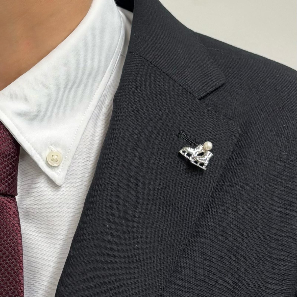 画像5: アコヤ本真珠 パールピンブローチ スケート靴 真珠 4.5-5mm  (5)