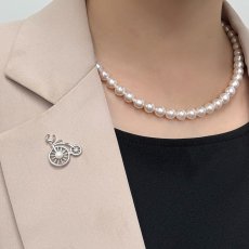 画像6: アコヤ本真珠 パールピンブローチ 自転車モチーフ 4-4.5mm ホワイト ラウンド  (6)