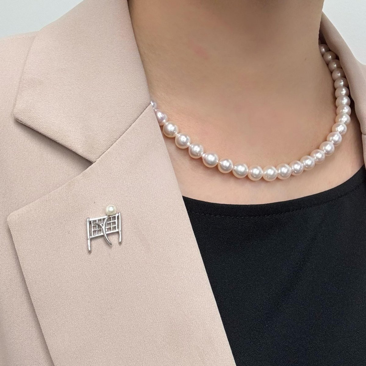 画像5: アコヤ本真珠 パールタックピンブローチ バレーボールモチーフ 4-4.5mm ホワイト ラウンド  (5)