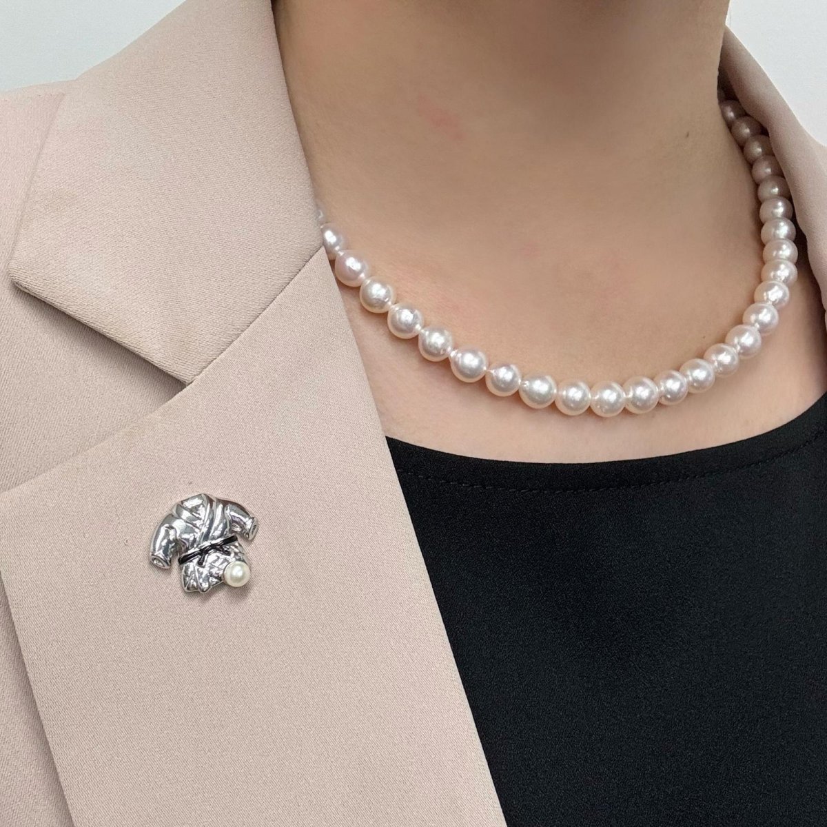 画像6: アコヤ本真珠 パールピンブローチ 柔道着モチーフ 4-4.5mm ホワイト ラウンド 格闘技 　 (6)