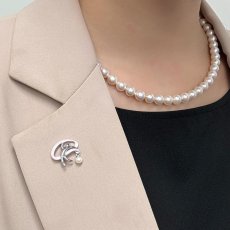 画像8: アコヤ本真珠 パールピンブローチ 新体操モチーフ リボン手技 4-4.5mm ホワイト ラウンド  (8)