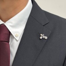 画像5: アコヤ本真珠 パールピンブローチ バイクモチーフ アコヤ真珠 ベビーパール バイク好き (5)